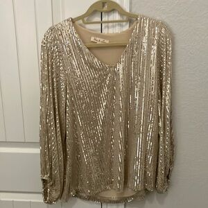 Elegant Gold Sequin Blouse